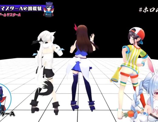 Fubuki, Sora & Subaru shaking their hips and butts